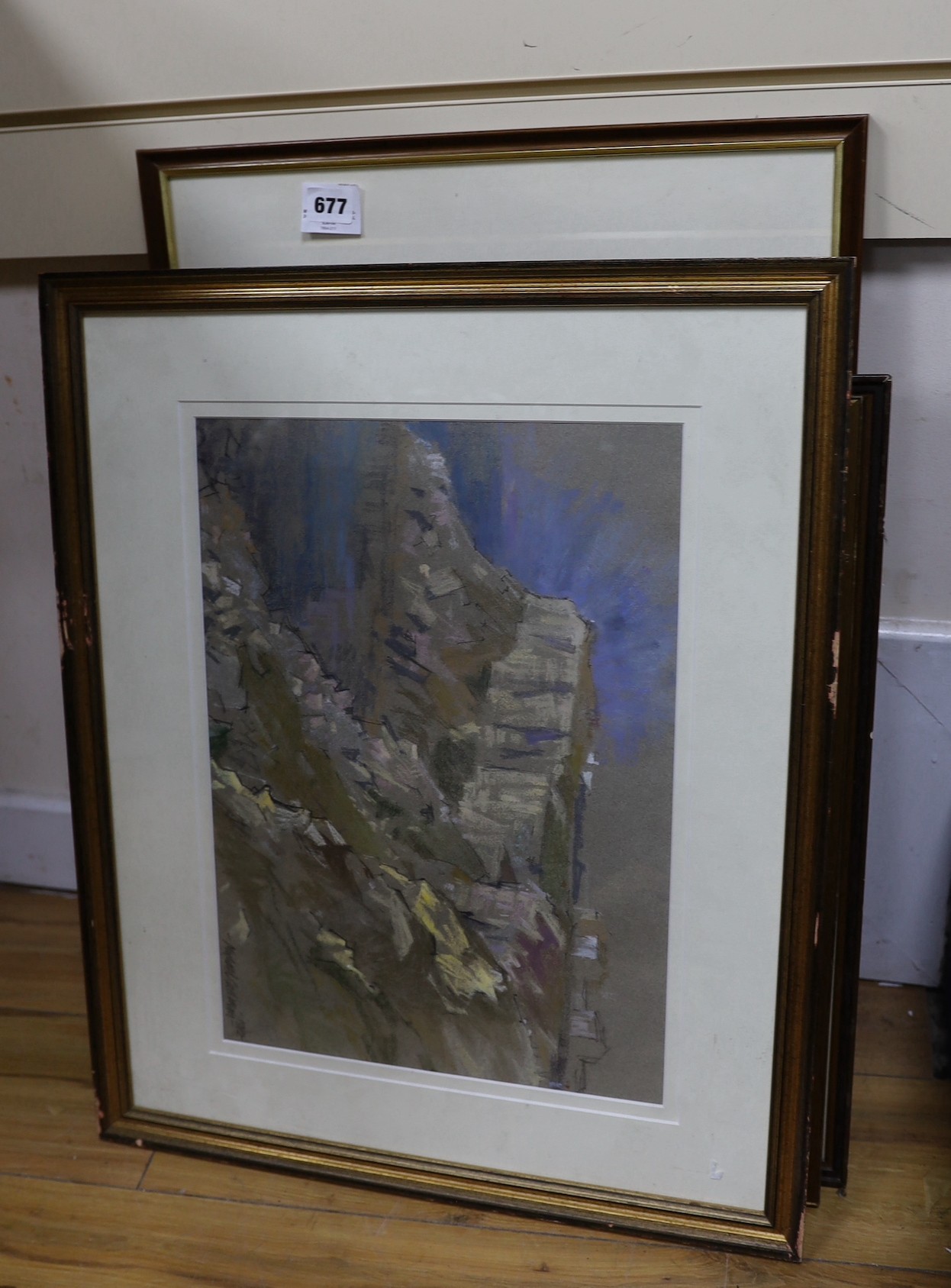 Michael Cadman (1920-2010), pastel, Coastal cliffs, signed and dated 1982, 30 x 43cm